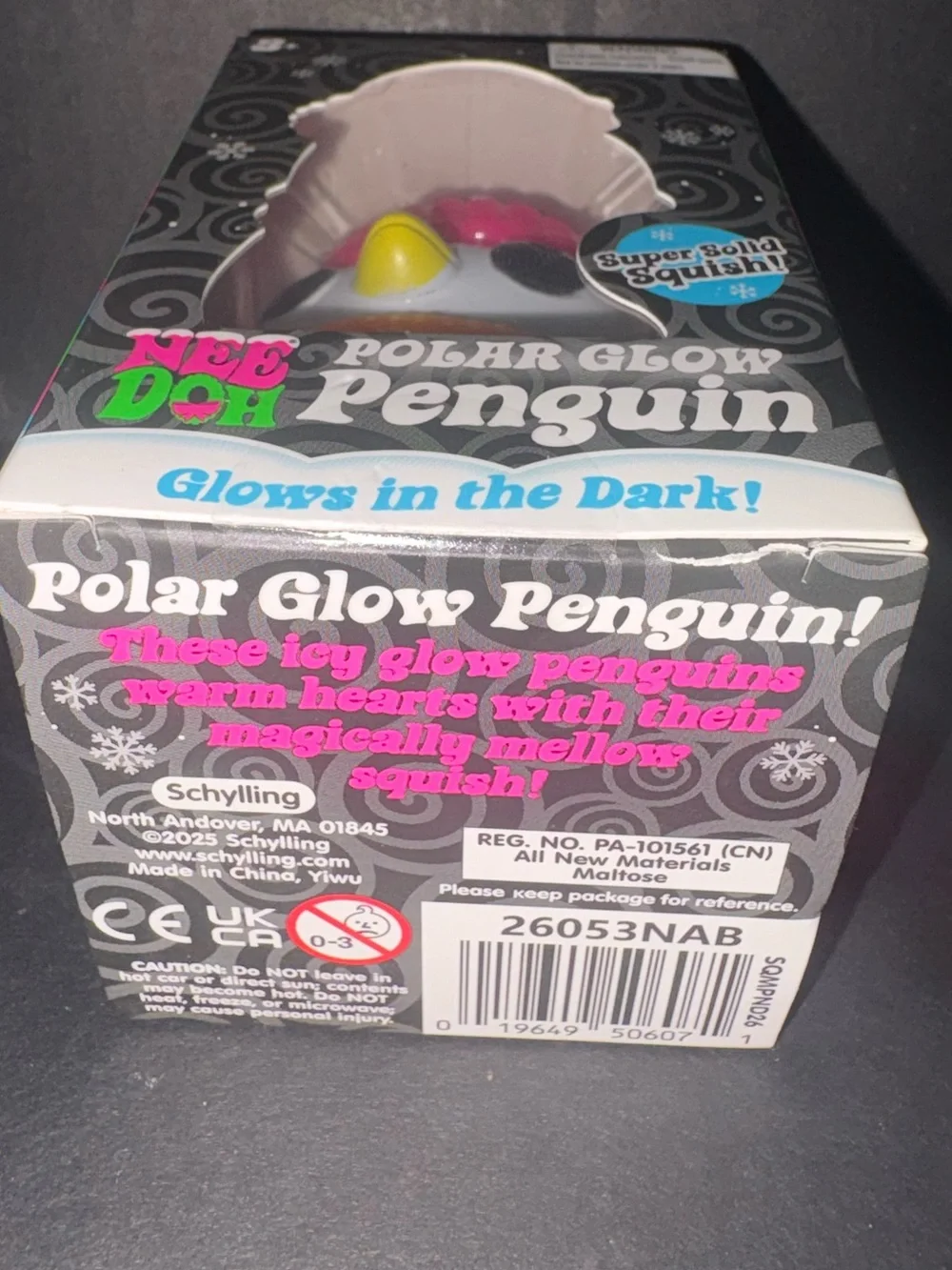 NeeDoh Polar Glow Penguin blue - Pink Hat & Orange Scarf